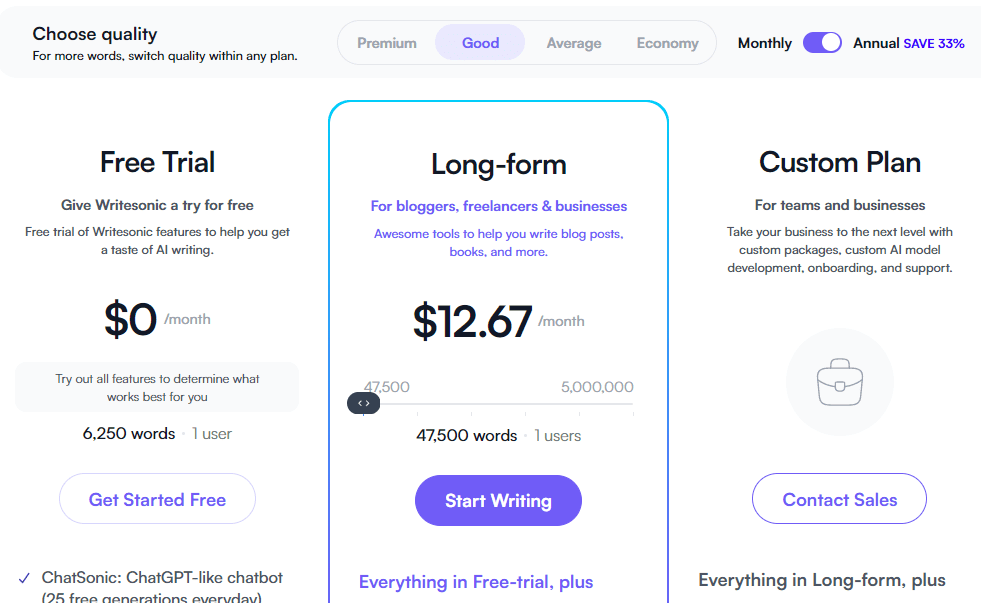 writesonic free plan