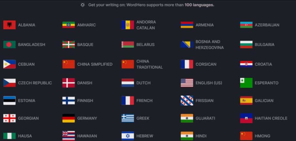 wordhero 108 languages