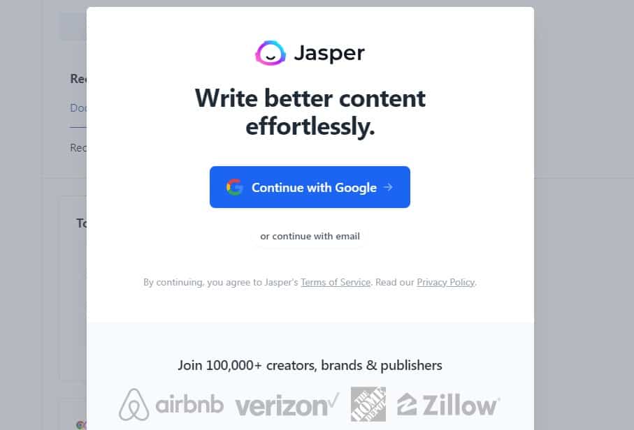 jasper ai login